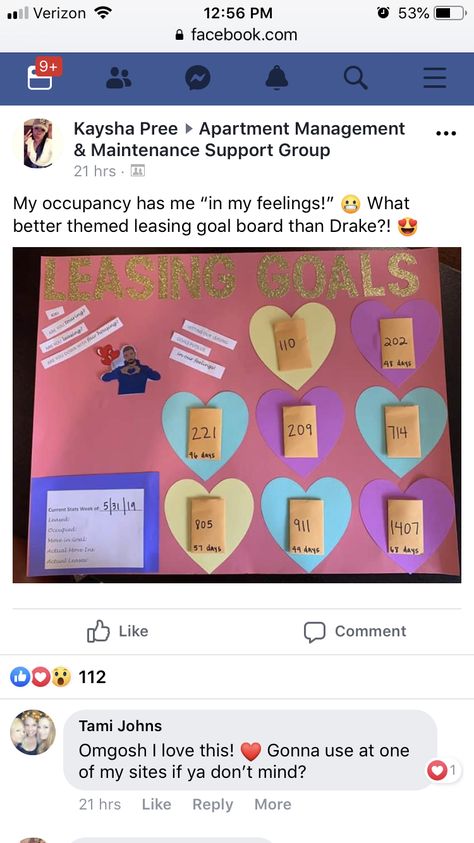 Leasing Goal Board Apartment, Leasing Goal Board, Goals Board Ideas, Goals Board, Resident Retention, Leasing Agent, Apartment Management, Goal Board, In My Feelings