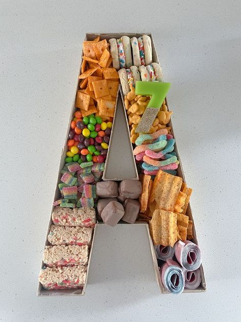 Letter Charcuterie, Block Birthday Party, Painting Birthday Party, Snack Trays, Paper Mache Letters, Pantry Shelves, Painting Birthday, Birthday Letters, 10th Birthday Parties