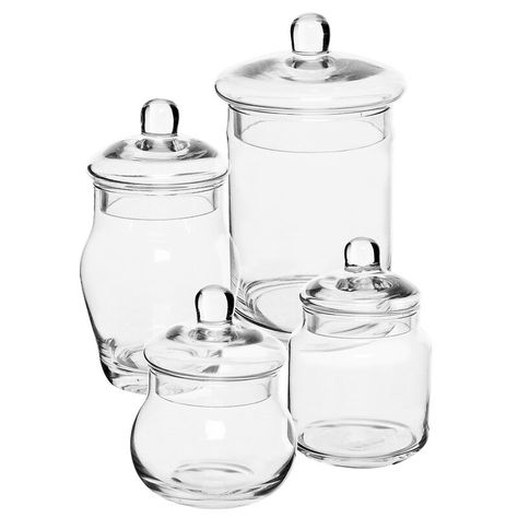 Candy Room, Shelf Decor Living Room, Small Glass Jars, Kitchen Canister Set, Glass Apothecary Jars, Glass Jars With Lids, Wedding Reception Tables, Storage Canisters, Container Set