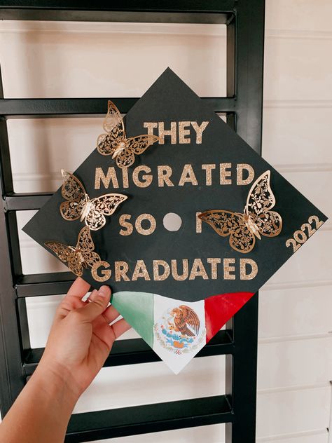 custom grad caps ❤️ @yass.creates on instagram and facebook!! #graduation #graduationcapdesigns #custommade #graduationcapdecoration #calligraphy #flowers #mexican Grad Cap Designs Spanish, Grad Cap Inspo Mexican, High School Grad Cap Ideas Mexican, Si Se Pudo Graduation Cap, Cap And Gown Decoration Ideas Mexican, Hispanic Cap Graduation, Cap Graduation Decoration Mexican, Grad Cap Designs Mexican, Graduation Caps Mexican