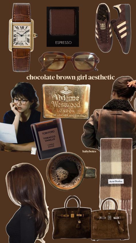 #brown #aesthetic #chocolatebrown #hermes #tomford #chocolatehair Black Swan Movie, Brown Girl Aesthetic, Vision Collage, Brunette Aesthetic, Autumn Instagram, Chocolate Hair, Chocolate Girls, Color Vibe, Coffee Girl