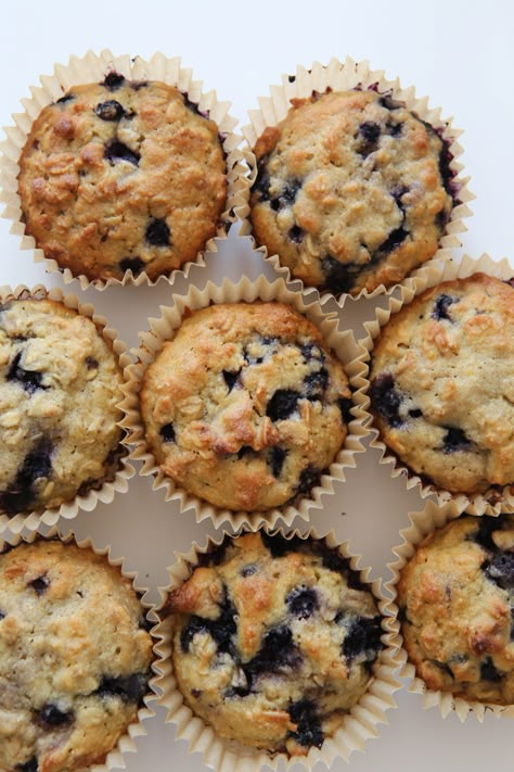 Gf Df Breakfast, Blueberry Breakfast Muffins, Easy Breakfast Muffins, Blueberry Oatmeal Muffins, Gf Breakfast, Dairy Free Treats, Lemon Blueberry Muffins, Blueberry Breakfast, Healthy Blueberry