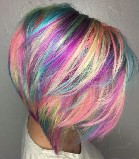 Hair Color Vivid, Vivid Hair Color Ideas, Short Rainbow Hair, Hair Sculpture, Pixie Hair Color, Exotic Hair Color, Funky Hair Colors, Fantasy Hair Color, Wild Hair Color