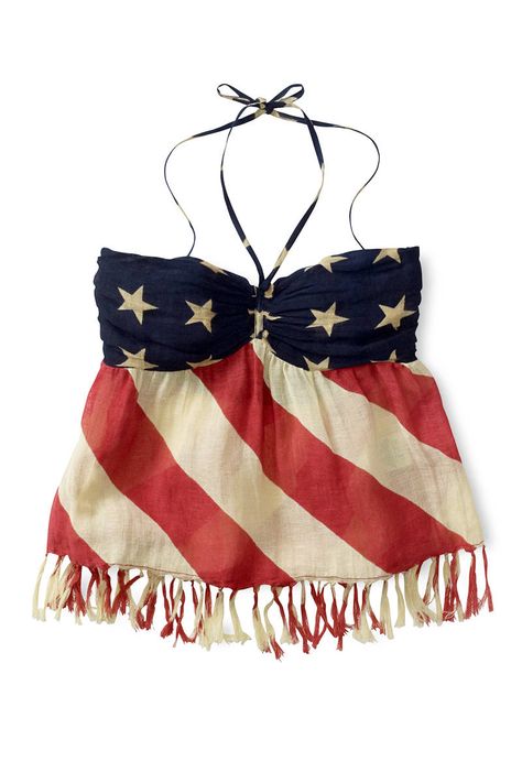 Celebrate the 4th of July in Style - July 4th Fashion - Elle Americana Cottage, Viking Woman, Fur Clothing, Patriotic Party, 4th Of July Outfits, Halter Tops, Stars And Stripes, Healthy Glow, Red White Blue