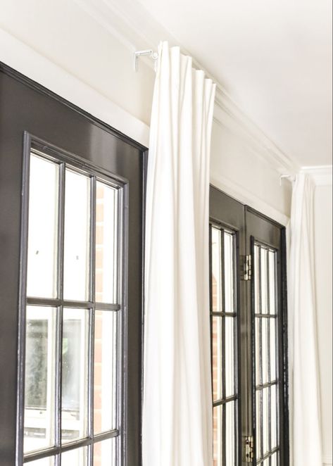 Floor To Ceiling Curtains No Rod, Faux Curtain Rod, Curtains For Floor To Ceiling Windows, Faux Curtains Living Room, No Rod Curtains, Long Curtain Rods Over Multiple Windows, Diy Extra Long Curtain Rod, Faux Curtains, Curtain Rods For Large Windows