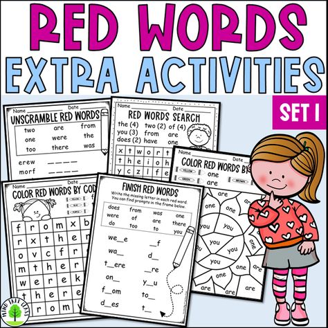 Orton-Gillingham Red Words Activities List 1 Simple Sentences Worksheet, Red Word, Activities List, Words Activities, Cool Handwriting Fonts, Unscramble Words, Third Grade Writing, Prep Worksheets, Word Poster