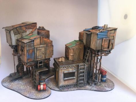 Fallout 4 Settlement Ideas, Shanty Town, Warhammer Terrain, 40k Terrain, Game Terrain, Wargaming Terrain, Miniature Model, Blender 3d, Model Railway