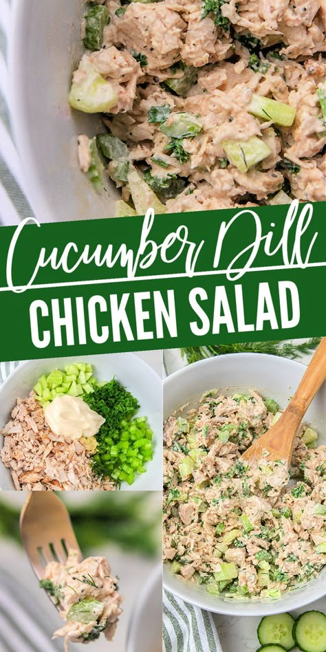 Easy Cucumber Dill Chicken Salad Chicken Cucumber Pasta Salad, Chicken Salad Ideas Healthy, Chicken Cucumber Sandwich, Chicken Cucumber Wrap, Chicken Salad With Cucumber, Cucumber Dill Rotisserie Chicken Salad, Cucumber Dill Chicken Salad, Lemon Dill Chicken Salad, Chicken And Cucumber Salad