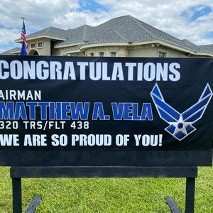 Air Force Banners For Bmt Graduation, Air Force Graduation Banner Ideas, Air Force Bmt Graduation, Air Force Bmt Graduation Banner, Air Force Retirement, Master Sergeant Air Force Promotion, Air Force Graduation, Military Welcome Home Signs, Air Force Families