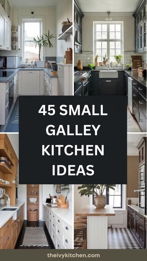 Collage of five stylish small galley kitchens with various color schemes and decor. Small Galley Kitchen Layout, Apartment Galley Kitchen, Cozy Apartment Kitchen, Small Narrow Kitchen, Small Galley Kitchen Ideas Narrow, Narrow Kitchen Layout, Small Galley Kitchen Ideas, Galley Kitchen Ideas Narrow, Small Galley Kitchen Designs