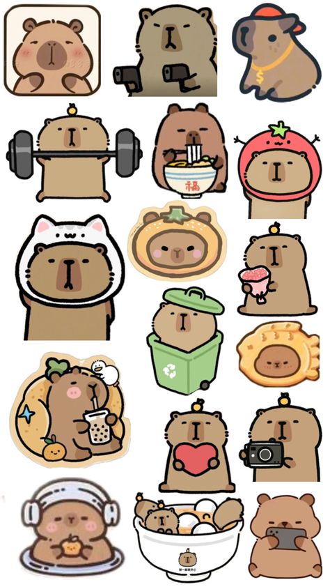 Capybara Art Cute, Capybara Drawing Doodle, Kapibara Drawing, Capybara Cute Drawing, Capybara Doodle, Cute Capybara Drawing, Capybara Drawing, Capybara Art, Stickers Bonitos