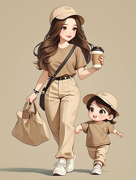 Mom Daughter Cartoon, Girly Dp, Daughter Mother, Cute Couple Cartoon, Cute Cartoon Pictures, Pinturas Disney, Girly Art Illustrations, Cute Cartoon Drawings, Cute Easy Drawings