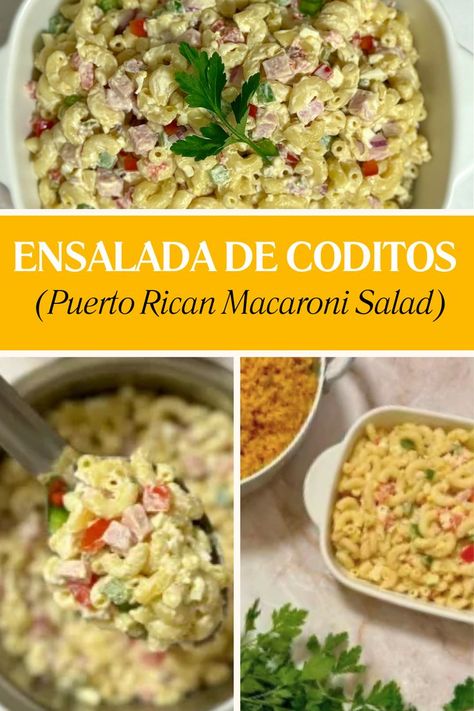 Colorful Ensalada de Coditos featuring macaroni, veggies, and tangy dressing. Puerto Rican Macaroni Salad, Mexican Macaroni Salad, Classic Macaroni Salad, Lunch Options, Easy Pasta Salad Recipe, Macaroni Salad Recipe, Easy Pasta Salad, Dinner Side Dishes, Hispanic Food