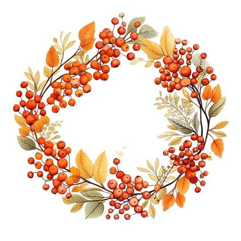 Garland Drawing, 21 Days Challenge, Card Wreath, Fall Wreath Tutorial, Forest Images, Embroidery Images, Autumn Garland, Holiday Iphone Wallpaper, Autumn Watercolor