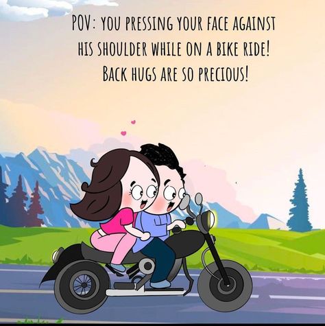 Bike Ride With Boyfriend, Ride With Boyfriend, Sibling Illustration, Drawing Cartoon Characters Sketches, Cartoon Love Quotes, Boyfriend Birthday Quotes, Hj Story, Festival Quotes, Clever Captions For Instagram