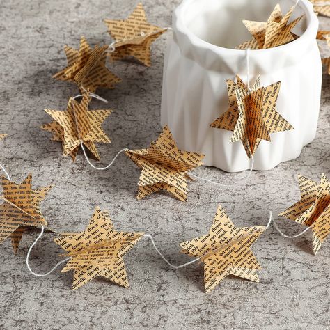 PRICES MAY VARY. What you will get: 4 Pack of star garland, each strand about 2 meters long, Star: 2 inch (5 cm). Material: paper OCCASION - Perfect for classroom, a birthday, garden or afternoon tea party, baby shower, bridal shower, Mother's Day, Christmas or even a vintage themed wedding! It also makes lovely home décor in your house or in a little girls bedroom, nursery warming or just making your room more personal! Adorable, multidimensional home decor. Great Decoration for Bridal Shower, Book Garland, Vintage Pages, Banner Wedding, Fun Projects For Kids, Recycled Books, Vintage Wedding Theme, Books Vintage, Star Garland, Cottage Christmas