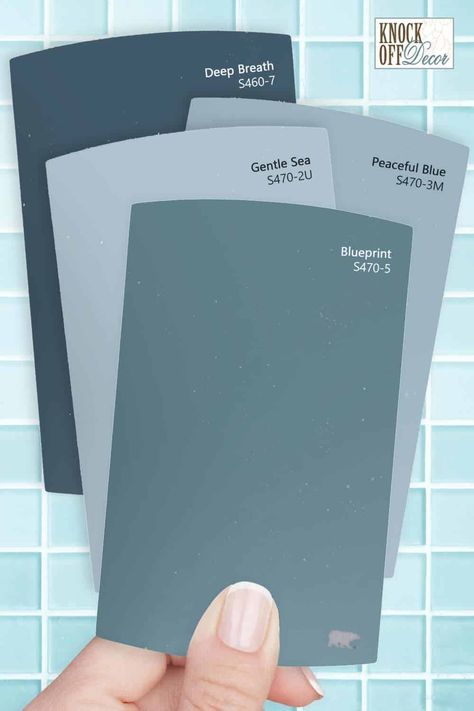 behr-multi-blueprint-chips Behr Air Blue, Behr Blueprint Bathroom, Behr Light Blue Gray Paint Colors, Blueprint Paint Color, Behr Blueprint Color Palette, Behr Dolphin Blue, Behr Ombre Blue, Behr Provence Blue, Blueprint Behr Paint