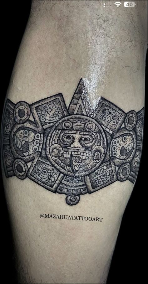 Aztec Arm Band Tattoo, 01 Tattoo, Culinary Tattoos, Azteca Tattoo, Mayan Tattoos, Aztec Tattoos, Mexican Art Tattoos, Simple Tattoos For Guys, Aztec Tattoo Designs