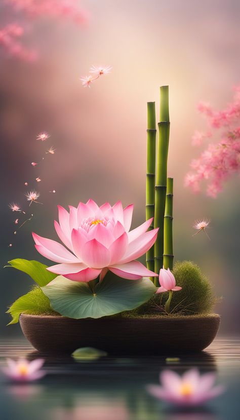 Zen Wallpaper, Lotus Flower Wallpaper, Zen Pictures, Lotus Flower Pictures, Lucky Wallpaper, Lotus Flower Art, Ikebana Flower, Ikebana Flower Arrangement, Dreamy Artwork