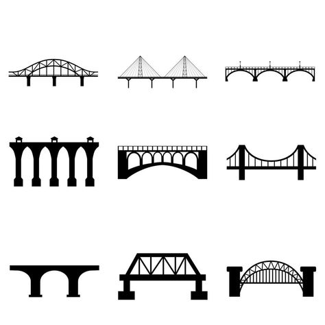 Construction Symbols, Bridge Icon, Bridge Engineering, Cartoon Expression, Icon Set Design, Architecture Illustration, Cityscape Photos, City Architecture, Logo Branding Identity