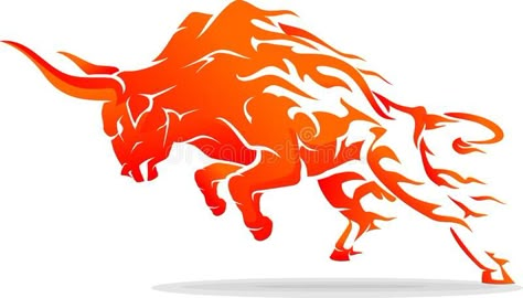 Leaping Bull Rage Fiery Flame Abstract royalty free illustration Toro Vector, Taurus Pictures, Taurus Bull Tattoos, Bull Artwork, Bull Images, Bull Painting, Taurus Bull, Red Background Images, Bull Tattoos