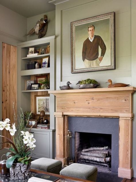 Fireplace Mantel to Update a Dated Brick Fireplace Cottage Fireplace, Masculine Decor, Southern Traditional, Wood Fireplace Mantel, Wood Mantels, Wood Fireplace, Home Fireplace, Brick Fireplace, Architectural Details