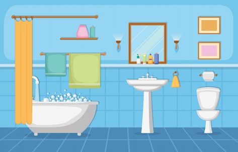 Bathroom Clipart, Toilet Cartoon, Sequencing Activities Kindergarten, Bathroom Illustration, Cartoon Bathroom, Bathroom Cartoon, Bus Interior, House Light, Interior Clean