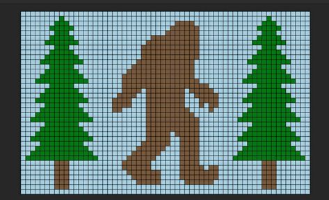 Bigfoot Pixel Art, Sasquatch Cross Stitch Pattern, Sasquatch Knitting Pattern, Bigfoot Cross Stitch Pattern, Sasquatch Quilt Pattern, Bigfoot Perler Beads, Bigfoot Quilt Free Pattern, Sasquatch Cross Stitch, Bigfoot Crochet Pattern Free