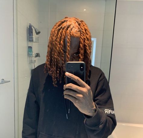 𝒪𝓇𝒶𝓃ℊℯ | Dreadlock hairstyles for men, Hair twist styles, Short locs hairstyles Orange Dreads Men, Orange Locs Men, Ginger Dreads Black Man, Dreds Locs Men Dyed, Red Blonde Locs, Man Locks Hairstyles, Light Brown Locs Men, Ginger Locs Black Man, Locs Color Ideas Men