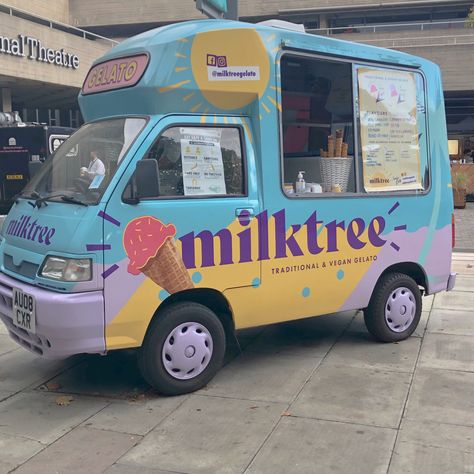 Ice Cream Van Design, Korean Food Truck, Italian Ice Recipe, Kombi Food Truck, Foodtrucks Ideas, Ice Cream Taco, Ice Cream Car, Truck Store, Street Food Design