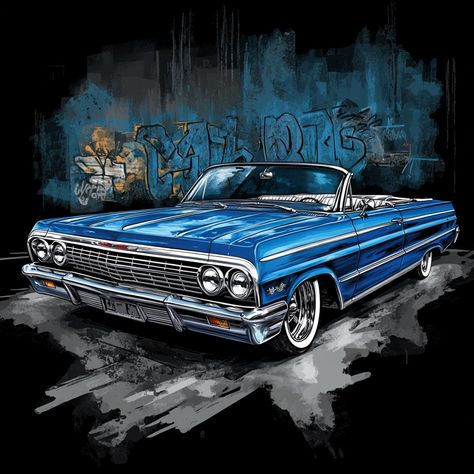 Lowrider Drawings, Impala Lowrider, Low Riding, Lowrider Trucks, Chicano Style Tattoo, Lowrider Art, Lowrider Cars, Design Printable, Stickers Wall