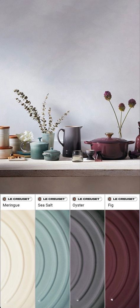 Le Creuset Mix And Match, Le Creuset Color Pairing, Le Creuset Oyster, Le Creuset Color Palette, Le Creuset Colors Combinations, Le Creuset Aesthetic, Le Crueset, Le Creuset Colors, Farmhouse Fresh