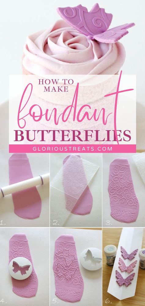 How to Make Fondant Butterflies, easy desserts to impress, sweet treats How To Make Fondant Butterflies, Cupcakes With Fondant Decorations, Easy Fondant Cakes For Beginners, Fondant Butterfly Tutorial, Fondant Ideas Decoration, Working With Fondant For Beginners, Fondant Tips For Beginners, Fondant Tutorial For Beginners, Fondant Decorations For Beginners