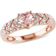 Show your everlasting love with this stylish Tangelo Morganite and Diamond-Accent Heart Ring. Sparkling in lustrous rose gold, this beautiful ring features a lovely morganite gemstone at the center and 12 round-cut, pave-set diamonds. Makes a perfect gift for Valentine's Day, anniversaries, birthdays or just because. Size: 4. Color: Pink. Gender: female. Age Group: adult. Heart Shaped Solitaire Ring, Rose Gold Heart Ring, Gold Vintage Ring, Morganite Gemstone, Gold Heart Ring, Faceted Ring, Morganite Diamond, Luxury Rings, Jewelry Rings Diamond