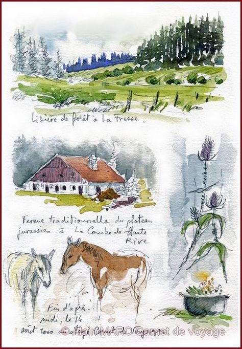 Road Trip France, Sketchbook Layout, France Provence, Watercolor Journal, Travel Book, Art Journaling, Aesthetic Art, Art Journal, Moose Art