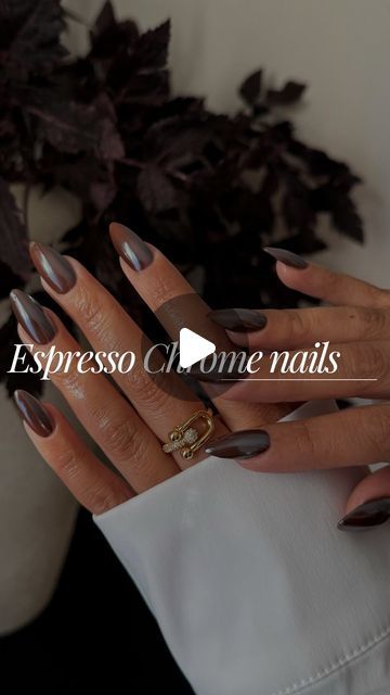 Sonia Sanchez | GelX Nail Artist | 818 San Fernando Valley on Instagram: "Espresso Chrome nails☕️🤎🧸🍂
.
.
.
@esvynails Glazed Chrome
Code: KLAWSXS10

@apresnailofficial almond medium
Gel color: Deeply rooted

#klawsbysonia #apres #apresgelx #gelxnails #gelx #apresnailofficial #gelxinspo #apresambassador #nailsnailsnails #nailinspo #bridalnails #fallnailtrends #nailsofinstagram #naillartist #fallnails #espressochromenails #weddingnails #gelxnails #818valley #818nailtech #sanfernandovalley #sfvnails #818nails" Espresso Chrome Nails, Chrome Nails Tutorial, Chocolate Chrome Nails, Espresso Nails, Sonia Sanchez, Fall Nail Trends, San Fernando Valley, Bridal Nails, Chrome Nails