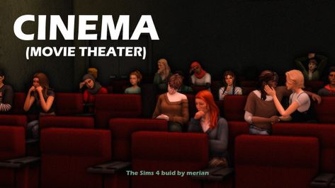 CINEMA (movie theater) The Sims 4 BUILD! Sims 4 Home Theater Cc, Sims 4 Movie Theater, Sims 4 Cinema, Cinema Movie Theater, Outdoor Cinema, Cinema Movie, At Home Movie Theater, Sims House Design, Cinema Movies