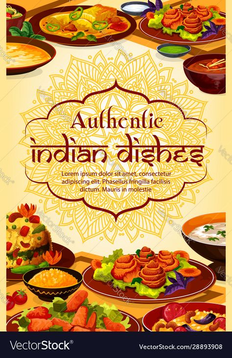 Food Festival Poster, Rice Meat, Food Authentic, Authentic Indian Food, Food Illustration Design, Veg Restaurant, Food Logo Design Inspiration, Masala Spice, Food Menu Design