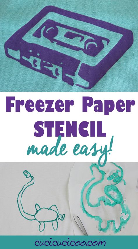 Did your kid draw the best picture, or you found a great image online? Find out how to transfer drawings to T shirts with freezer paper stenciling! Such a fun way to jazz up boring clothing and the most addicting craft ever! Tutorial by www.cucicucicoo.com Freezer Paper Stenciling, Shirt Drawing, T Shirt Painting, Freezer Paper, Tshirt Crafts, Kids Wood, Stenciling, Shirt Quilt, Diy Shirt