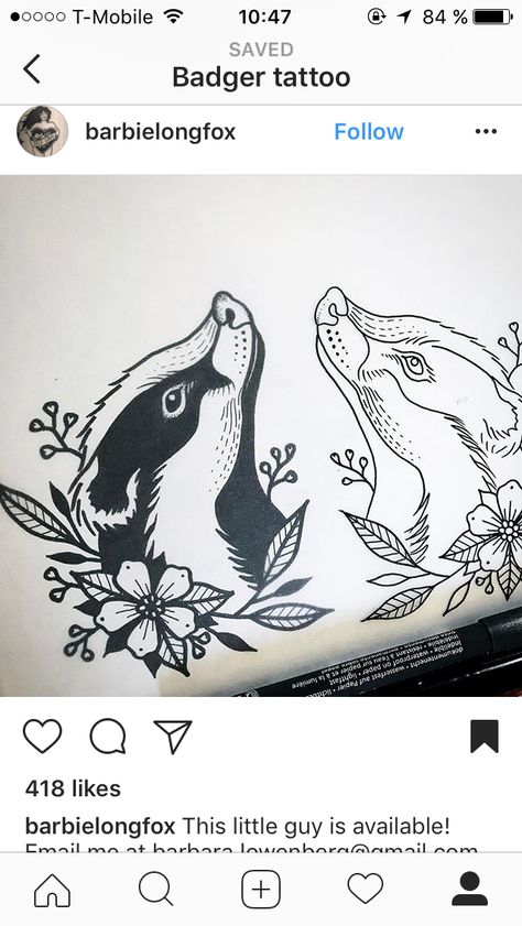 Hufflepuff Badger Drawing, Hufflepuff Badger Tattoo, How To Draw A Badger, Honey Badger Tattoo Design, Badger Tattoo Simple, Honeybadger Tattoos, Badger Doodle, Badger Sketch, Honey Badger Drawing