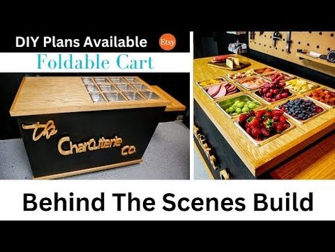 DIY Charcuterie Cart/ Coffee Cart Style Build - YouTube Diy Mobile Charcuterie Cart, Charcuterie Cart Diy, Mobile Charcuterie Cart Business, Mobile Coffee Cart Ideas, Diy Snack Cart, Charcuterie Cart Business, Mobile Charcuterie Cart, Charcuterie Cart Ideas, Charcuterie Cart