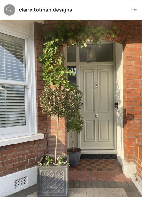 Sage Front Door, Door Colour, New Front Door, London Houses, French Gray, Green It, Victorian Wallpaper, Light Sage Green, Architectural Interior