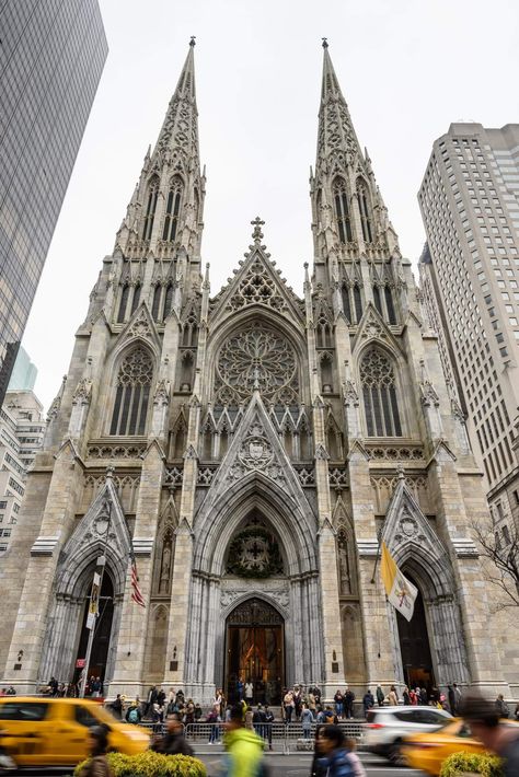 St Patrick’s Cathedral Nyc, St Patrick Cathedral Nyc, St Patricks Cathedral Nyc, Sant Patrick, San Patrick, Church Aesthetic, Ny Trip, Sacred Architecture, Street House