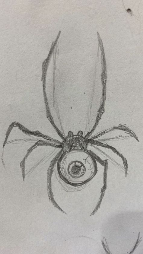 Inktober Spider Drawing, Spider Aesthetic Drawing, Dark Drawing Ideas Easy Sketches, Spider Eye Drawing, Cool Spider Drawings, Spider Eyes Drawing, Simple Drawing Ideas Easy Pencil, Weird Core Drawing Ideas, Drawings Of Eyes Easy