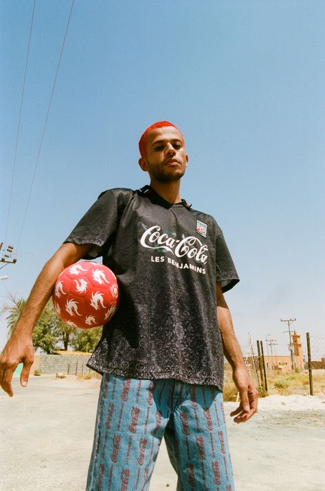 The streetwear label teams up with Coca Cola Coca Cola Aesthetic, Cola Aesthetic, South Fashion, Campaign Photoshoot, Aesthetic Football, Les Benjamins, Fashion Content, Streetwear Aesthetic, Retro Stripes