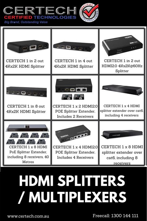 Shop online at CERTECH for HDMI splitters & multiplexers. Offers has a range of quality HDMI cables Australia wide. Contact or call us at 1300 144 111. Hdmi Splitter, Server Rack, Hdmi Cables, Data Sheets, Sydney, Australia, Range