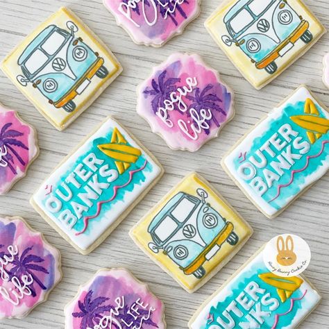 Outer Banks Cookies, Outer Banks Themed Birthday Party, Outer Banks Birthday, Outer Banks Birthday Party, Outer Banks Party, Luau Cookies, Obx Vibes, Obx Stuff, Neon Birthday Party