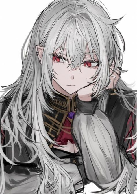 White Hair And Red Eyes, Bell Cranel, Anime Elf, Female Vampire, Vampire Girls, Vampire Art, 캐릭터 드로잉, Anime Oc, Cute Art Styles