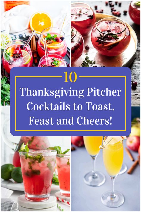 Cocktail Recipes Pitcher, Thanksgiving Cocktail Party, Holiday Cocktails Thanksgiving, Pitcher Drink Recipes, Fun Holiday Drinks, Wine Recipes Drink, Thanksgiving Recipes Drinks, Cocktail Recipes For A Crowd, Thanksgiving Punch