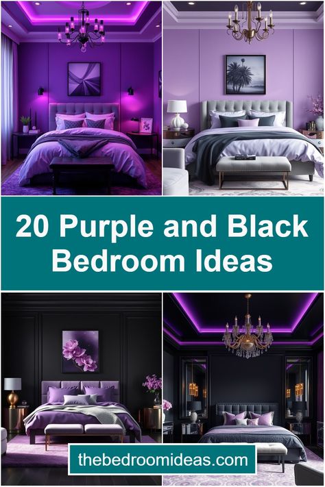 Elevate your space with these 20 purple and black bedroom ideas, blending bold elegance and cozy sophistication for a stylish, dramatic, and inviting retreat! Purple And Black Bedroom Ideas, Purple And Black Bedroom, Black Bedroom Ideas, Two Tone Walls, Purple Bedroom, Purple Highlights, Black Bedroom, Purple Walls, Black Vase